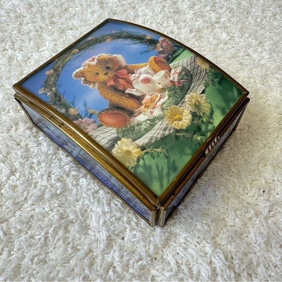 Handcrafted via vermont jewelry box trinket bear picnic cottagecore kitsch - Picture 2 of 14